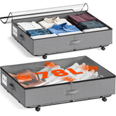 GEMWON front view of two underbed storage bins showing size and packaging benefit