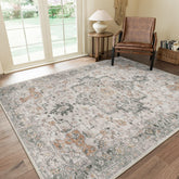 GENIMO front view showing vintage floral pattern and neutral taupe tone