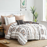 Geniospin comforter front view showing reversible brown tones and cozy look