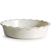 getstar ceramic pie pan front view showing farmhouse look and serving-ready finish