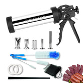 GGYCASE jerky gun front view showing ergonomic handle and benefit easy pressing