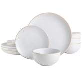 Gibson Home front view of full 12-piece set showing clean modern look and versatility