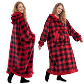 Giggling Getup front plaid hoodie showing cozy fit and warmth