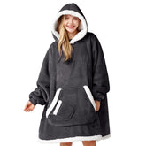 Giggling Getup front view dark gray hoodie blanket showing full coverage and cozy look