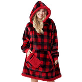 Giggling Getup front view red black plaid showing cozy coverage