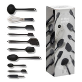 GIR front view of the full set showing all 10 black silicone utensils for organized cooking