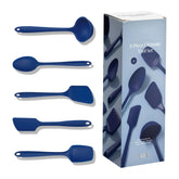 GIR front view of navy 5-piece utensil set showing complete collection and stylish color