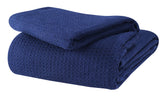 GLAMBURG front view navy blue blanket showing full coverage and cozy look
