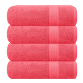 GLAMBURG folded front view showing coral orange towels with soft appearance and coordinated look