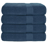 GLAMBURG folded mineral blue towels front view showing neat stack and softness