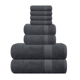 GLAMBURG front view of charcoal grey towel set highlights cohesive design and luxury