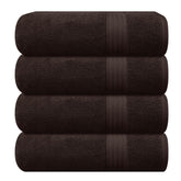 GLAMBURG front view of chocolate brown towel set showing neat packaging and benefit of coordinated style