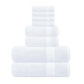 GLAMBURG front view of folded towel set showing clean white hotel look and comfort