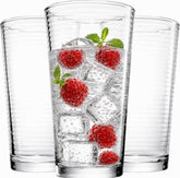 Glaver's front view of the 10-piece highball set showing elegant ribbed design and value