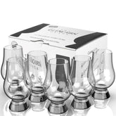 Glencairn front view of six-pack showing clear crystal and elegant presentation, ideal for gifting