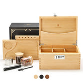 GLENCREAG front view bamboo stash box showing sleek design and secure storage