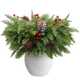 glimlit front packaging showing 24pcs Norfolk pine stems and holiday mix benefit styling convenience