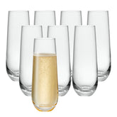 GLING front view of eight flutes showing elegant set and cohesive table look