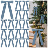 Glitinsel front packaging showing 24 dusty blue velvet bows, ready to decorate