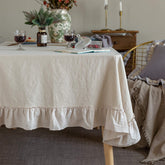 GLORY SEASON front view showing full 60x84 tablecloth enhancing table