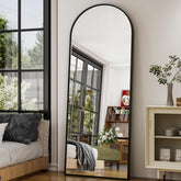 GLSLAND front view of arched black full-length mirror showing full body reflection benefit