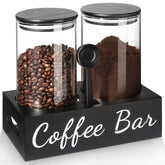 gmisun front view of two black glass canisters showing neat countertop storage