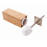 GOBAM bamboo holder front view shows concealed brush and neat storage benefit