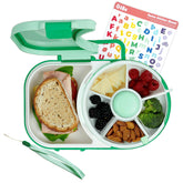 GoBe lunchbox front view in mint showing compact, kid-friendly design and included strap