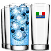 Godinger front view of set of four highball glasses showing sleek design and elegance