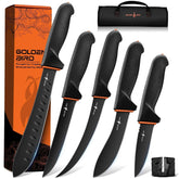 Golden Bird front packaging showing full butcher knife set and benefits