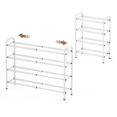 Gonfoam front view of white shoe rack showing tidy storage benefit