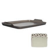 Goodful griddle front view showing graphite finish and two-burner fit for even cooking