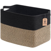 Goodpick front view black jute basket shows roomy 50L capacity and neat styling