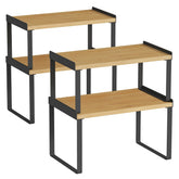 Goozii front view of shelf riser showing tidy organization benefit