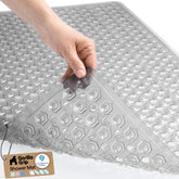 GORILLA GRIP front view of clear gray mat showing shape and size for secure coverage