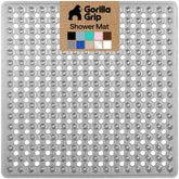 GORILLA GRIP front view showing gray square mat and packaging benefit secure coverage