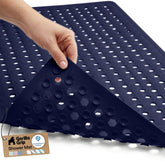 GORILLA GRIP front view of navy bath mat showing full coverage and secure hold