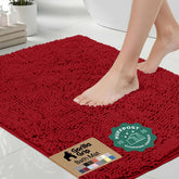 GORILLA GRIP front view of red bath rug showing plush pile and bold color for comfort