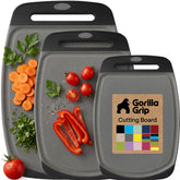 GORILLA GRIP front view of three-board set showing reversible sides and color contrast, durable prep benefit