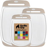 GORILLA GRIP front view almond set showing three reversible boards and benefit of versatile sizes