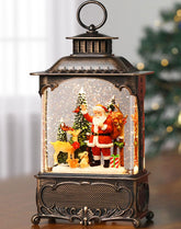 Gorrzai front view of lit Santa snow globe showcasing festive scene and glow