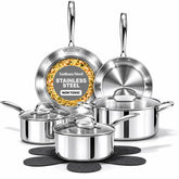 GOTHAM STEEL front view of 10-piece set showing included pots and pans for versatile cooking