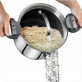 GOTHAM STEEL front view of 5 qt pot showing sleek stainless finish and capacity benefit