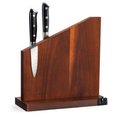 Gourmetop front view dark acacia block showing elegant countertop organization