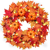 Grandeel front door wreath hung on porch, adds welcoming autumn curb appeal