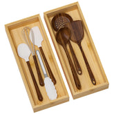 Greatseas front view of two bamboo drawer organizers showing neat storage