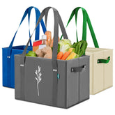 Green Bulldog Bags front view showing three-pack and durable tote design benefit convenience