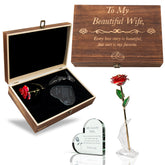 GreenCor wooden box front view showing engraved message and elegant finish