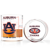 Greenline Goods glass front view showing Auburn logo and clear print benefit display