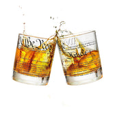 Greenline Goods front view of Constitution whiskey glasses showing full-wrap design and patriotic appeal